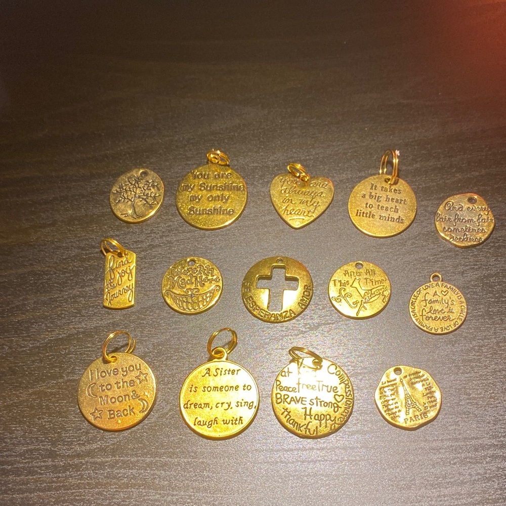 14 PCS Gold Inspirational Charm Variety Pack